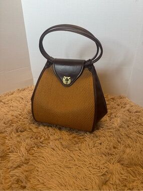 Vintage Satchel Handbag in Brown and Tan